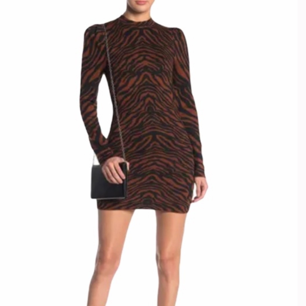 Jealous Tomato Long Sleeve Tiger Bodycon Sweater Dress Sz M